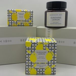 Sealed Beekman 1802 Sunshine Lemon Whipped Body Cream & Bar Soap Set Goat Milk
